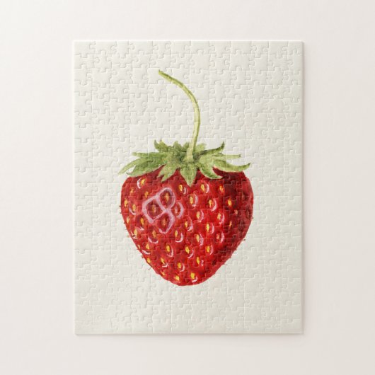 Strawberry (Fragaria) Fruit Watercolor Painting ジグソーパズル (縦)
