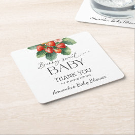 Strawberry Fresh Market Berry Sweet Baby Shower スクエアペーパーコースター