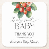 Strawberry Fresh Market Berry Sweet Baby Shower スクエアペーパーコースター (正面)