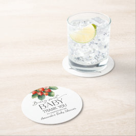 Strawberry Fresh Market Berry Sweet Baby Shower ラウンドペーパーコースター