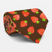 Strawberry Fruit Pattern Pretty Brown or Custom ネクタイ (ロール)