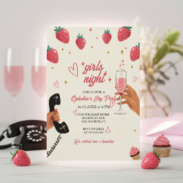 Strawberry Galentine's Girls Night Party  招待状