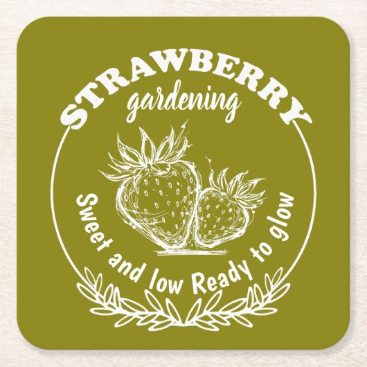 strawberry gardening スクエアペーパーコースター (正面)