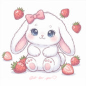 Strawberry Gaze Bunny - Cute Anime Eyes & Ribbon  シール (正面)