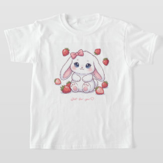 Strawberry Gaze Bunny - Cute Anime Eyes & Ribbon  Tシャツ