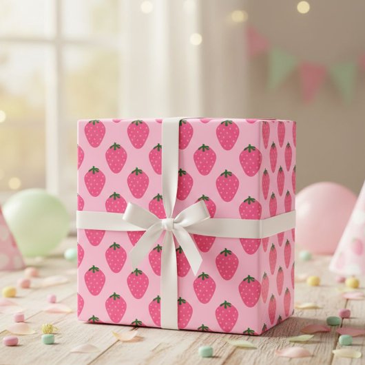 Strawberry gift wrap, cute gift wrap with fruit  ラッピングペーパー