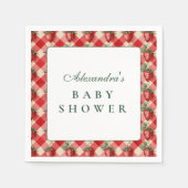 Strawberry Gingham Cottage Baby Shower スタンダードカクテルナプキン (正面)