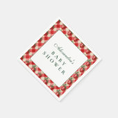 Strawberry Gingham Cottage Baby Shower スタンダードカクテルナプキン (角)