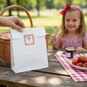 Strawberry Gingham Hot Air Balloon Baby Shower スクエアシール