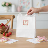 Strawberry Gingham Hot Air Balloon Baby Shower スクエアシール