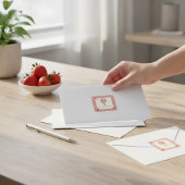 Strawberry Gingham Hot Air Balloon Baby Shower スクエアシール