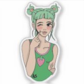 Strawberry Girl Sticker シール (正面)