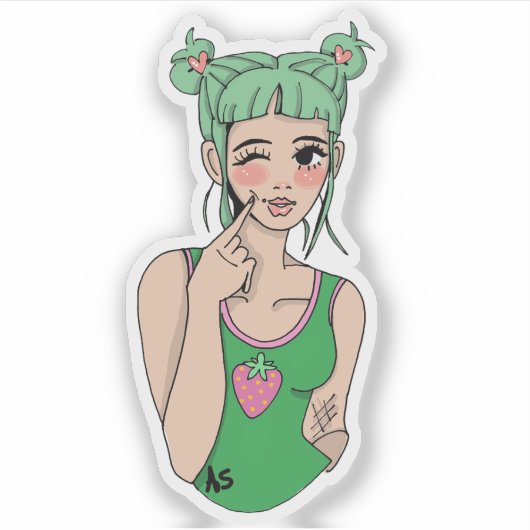 Strawberry Girl Sticker シール (正面)