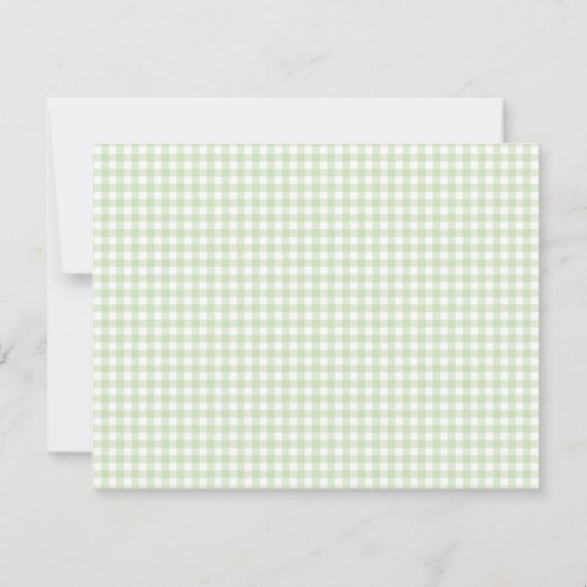 Strawberry Green Gingham Border Personalized ノートカード (裏面)