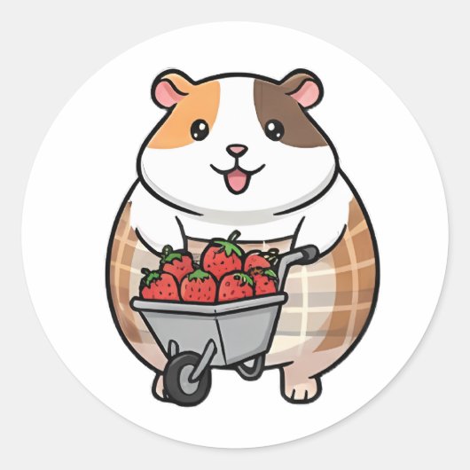 Strawberry Guinea Pig ラウンドシール (正面)