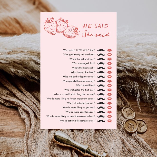 Strawberry He Said She Said Bridal Shower Game (クリエイターアップロード済み)