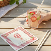 Strawberry Hot Air Balloon Baby Shower Paper スタンダードカクテルナプキン