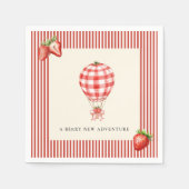 Strawberry Hot Air Balloon Baby Shower Paper スタンダードカクテルナプキン (正面)