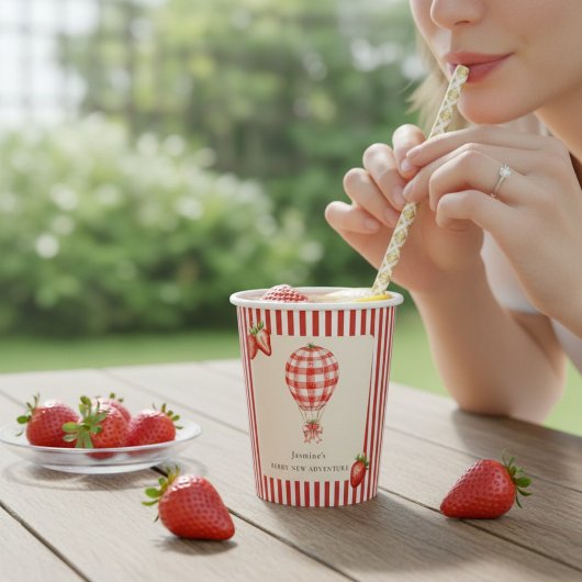 Strawberry Hot Air Balloon Baby Shower Paper 紙コップ