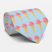 Strawberry Ice Cream Cone Tiled Pattern ネクタイ (ロール)