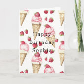 Strawberry Ice Cream Cones Birthday カード (正面)