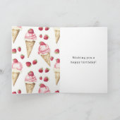 Strawberry Ice Cream Cones Birthday カード (内部)