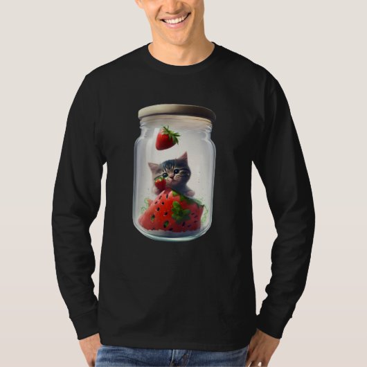 Strawberry Ice Cream Sundae Kitten Gelato Berry Ca Tシャツ (正面)
