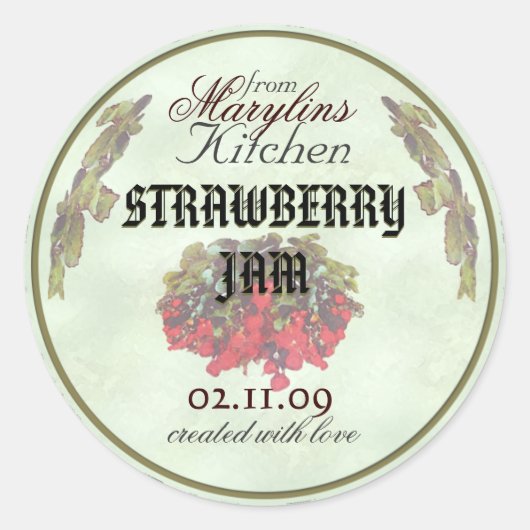 Strawberry Jam canning jar labels1 ラウンドシール (正面)