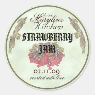 Strawberry Jam canning jar labels1 ラウンドシール