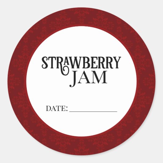 Strawberry Jam Canning Lid Labels ラウンドシール (正面)