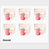 Strawberry Jam Label Homemade with Love Name スクエアシール (シート)