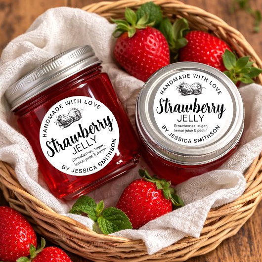 Strawberry Jelly Jam Homemade label STRAW01rd ラウンドシール