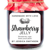 Strawberry Jelly Jam Homemade label STRAW01sq スクエアシール
