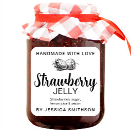 Strawberry Jelly Jam Homemade label STRAW01sq スクエアシール