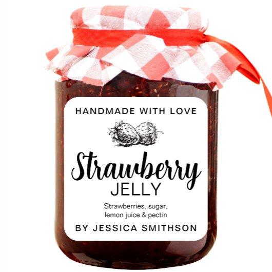 Strawberry Jelly Jam Homemade label STRAW01sq スクエアシール