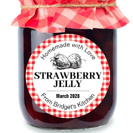Strawberry Jelly Jam Homemade label STRAW02rd ラウンドシール