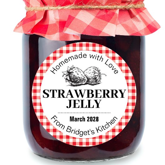 Strawberry Jelly Jam Homemade label STRAW02rd ラウンドシール