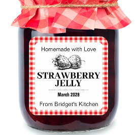 Strawberry Jelly Jam Homemade label STRAW02sq スクエアシール