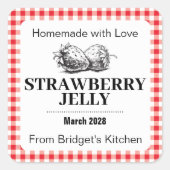 Strawberry Jelly Jam Homemade label STRAW02sq スクエアシール (正面)