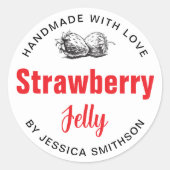 Strawberry Jelly Jam Homemade label STRAW03brd ラウンドシール (正面)