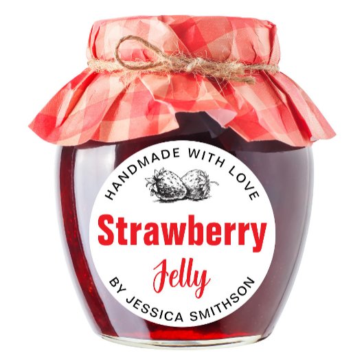Strawberry Jelly Jam Homemade label STRAW03brd ラウンドシール