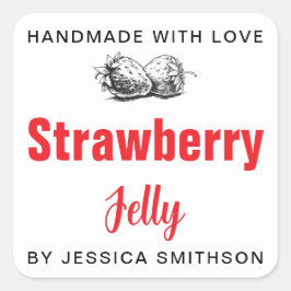 Strawberry Jelly Jam Homemade label STRAW03bsq スクエアシール