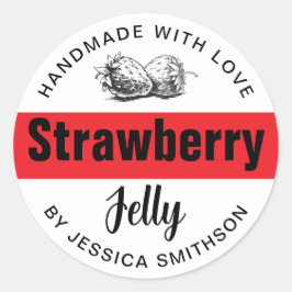 Strawberry Jelly Jam Homemade label STRAW03rd ラウンドシール