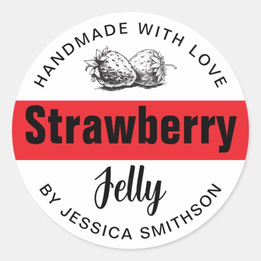 Strawberry Jelly Jam Homemade label STRAW03rd ラウンドシール (正面)
