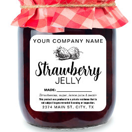 Strawberry Jelly Jam Homemade label STRAW04sqB スクエアシール