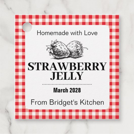 Strawberry Jelly Jam Homemade label STRAW04sqtag フェイバータグ (正面)