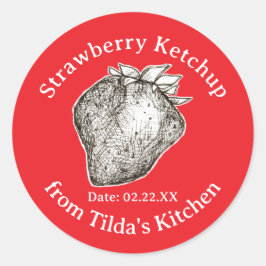 Strawberry Ketchup From Kitchen Of Jar Label ラウンドシール