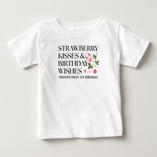 Strawberry Kisses Birthday Wishes T-Shirt ベビーTシャツ (正面)