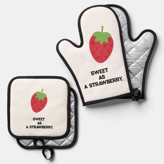 Strawberry Kitchen Set Oven Mitts and Pot Holders 鍋つかみ&鍋敷きセット (正面/裏面)
