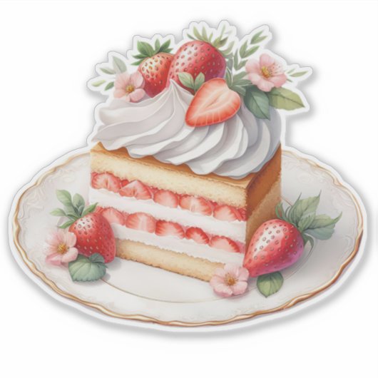 Strawberry Layer Cake Sticker | Cute Dessert  シール (正面)